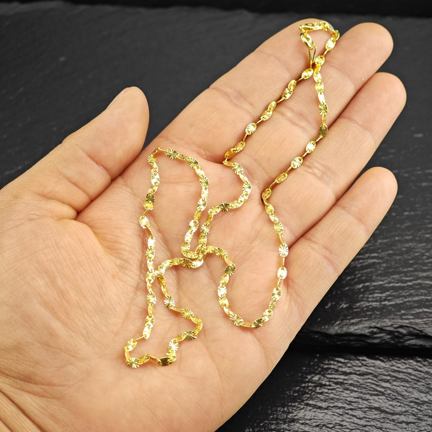 Gold Plated Marina Link Chain Italy Sterling Silver Necklace N2760