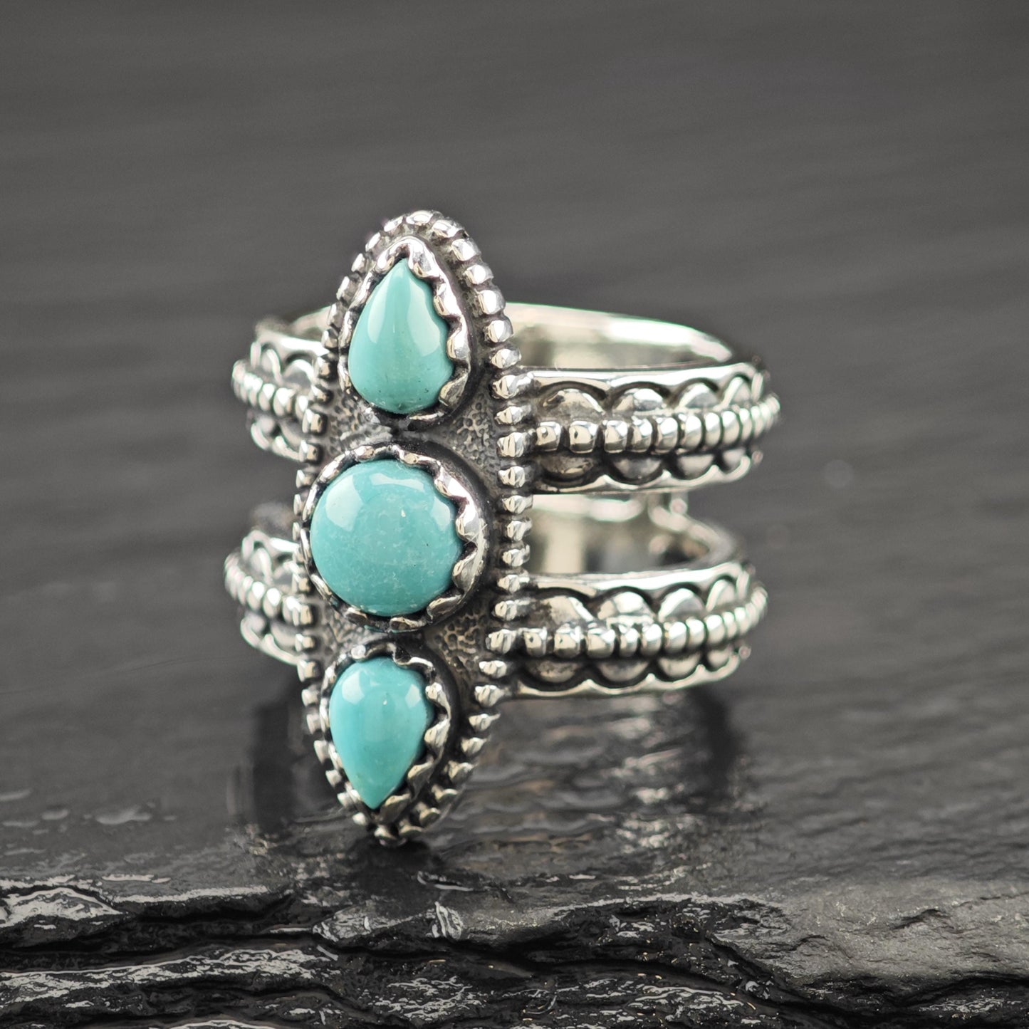 Carolyn Pollack Turquoise Ring Sterling Silver Size 7 1/2