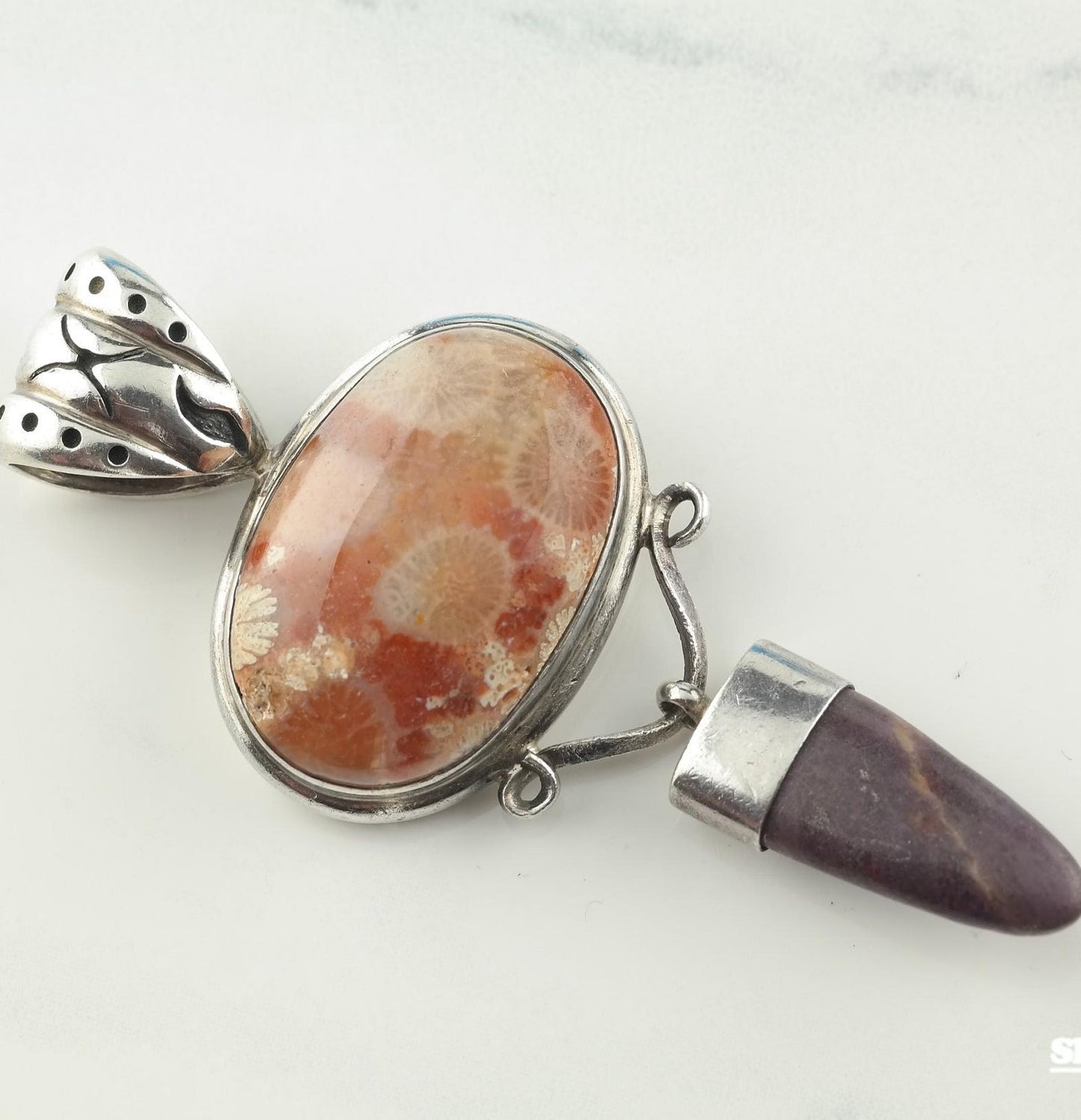 Agate, Jasper Dangle Sterling Silver Pendant