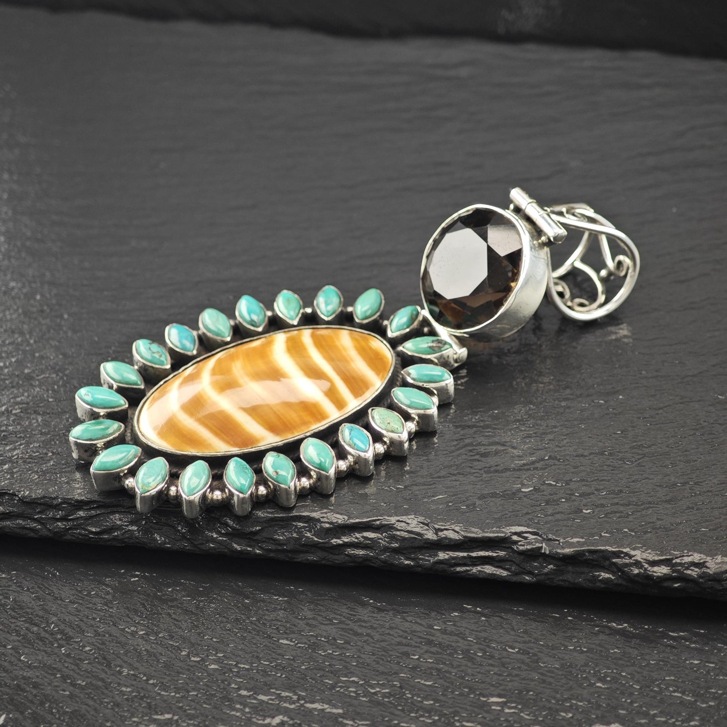 Lg Handmade Pendant Sterling Silver Turquoise P2824