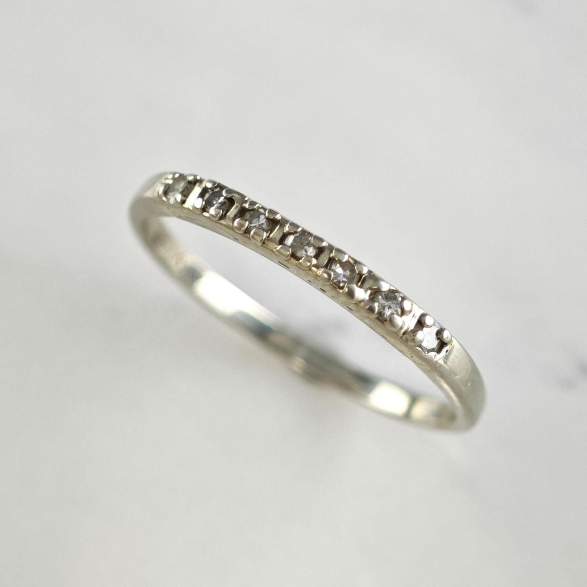 Diamond 14K White Gold Band Ring Sz 7 1/2 R6786