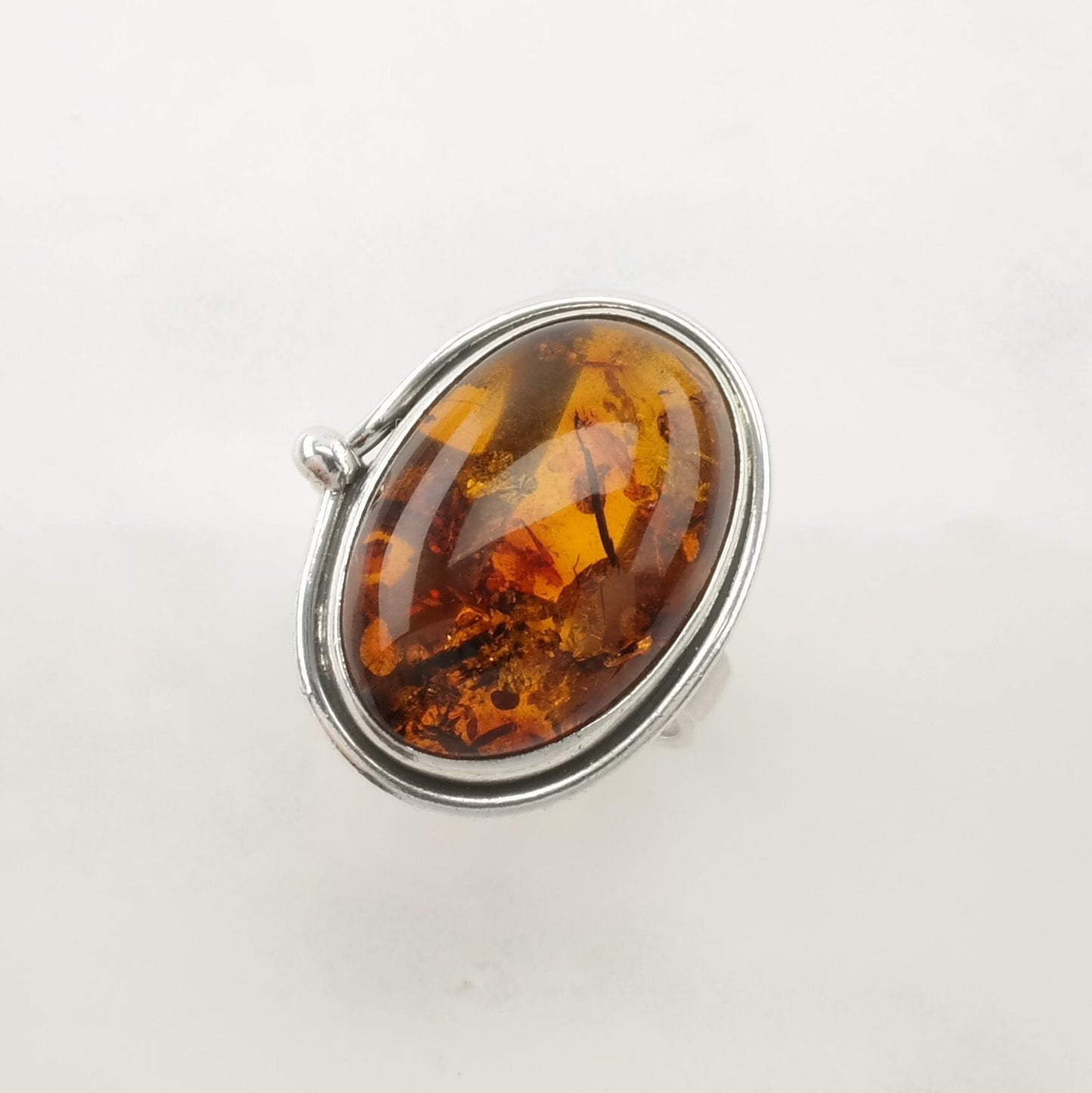 Poland Silver Ring Amber Sterling Orange Size 9 1/2