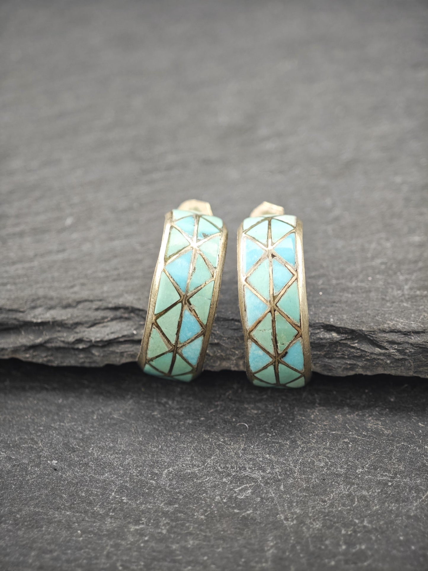 Choice of Zuni Inlay, Native American Sterling Silver Stud/Hoop Earrings