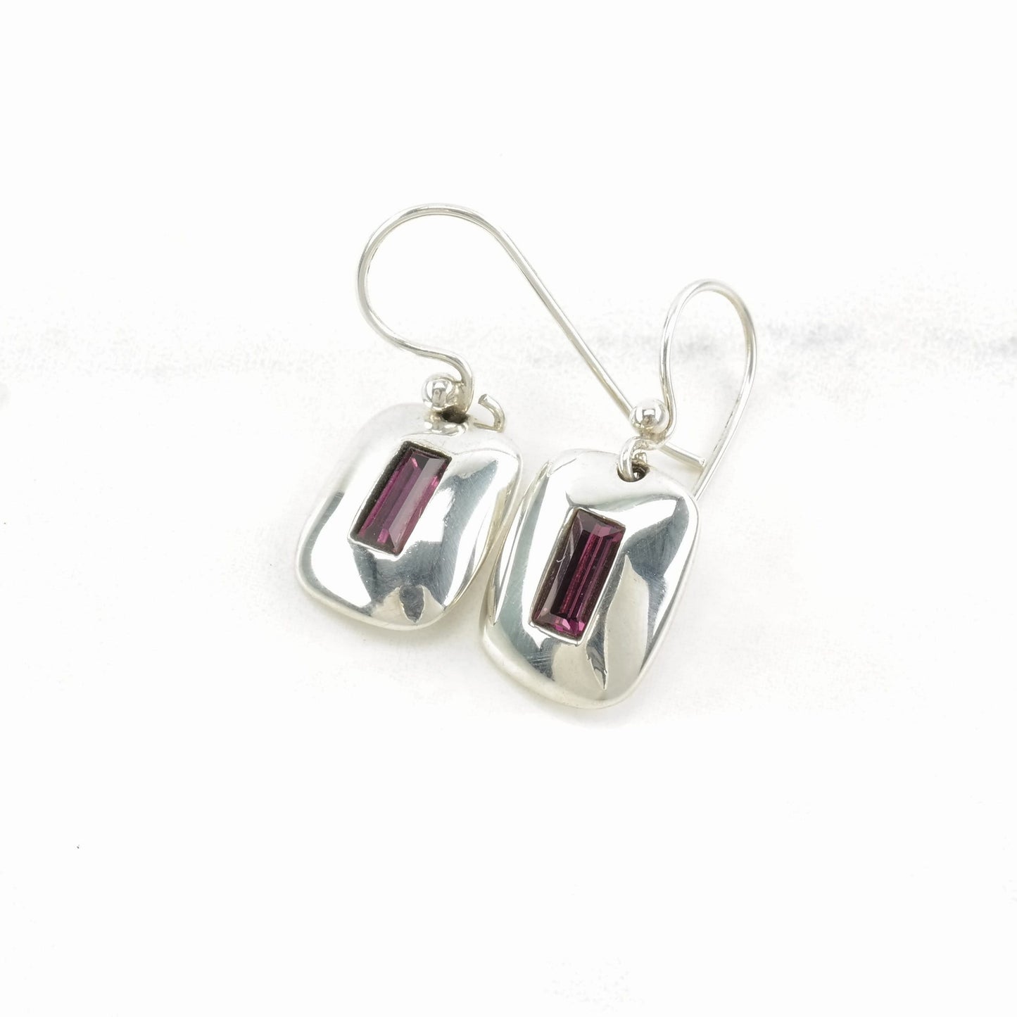 Sterling Silver Purple Garnet Earrings Fish hook