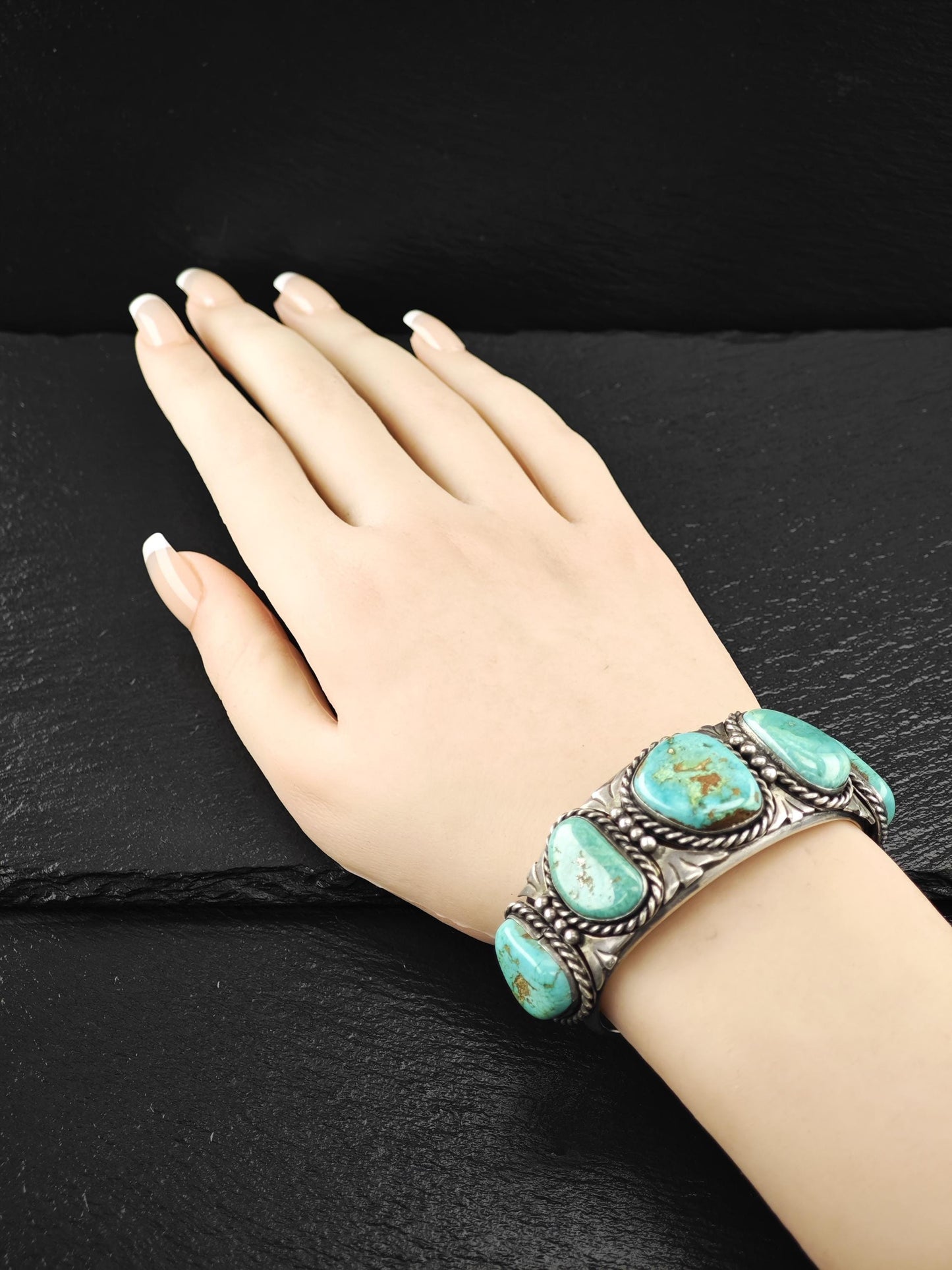 Heavy Native American, Royston Cuff Bracelet Sterling Silver