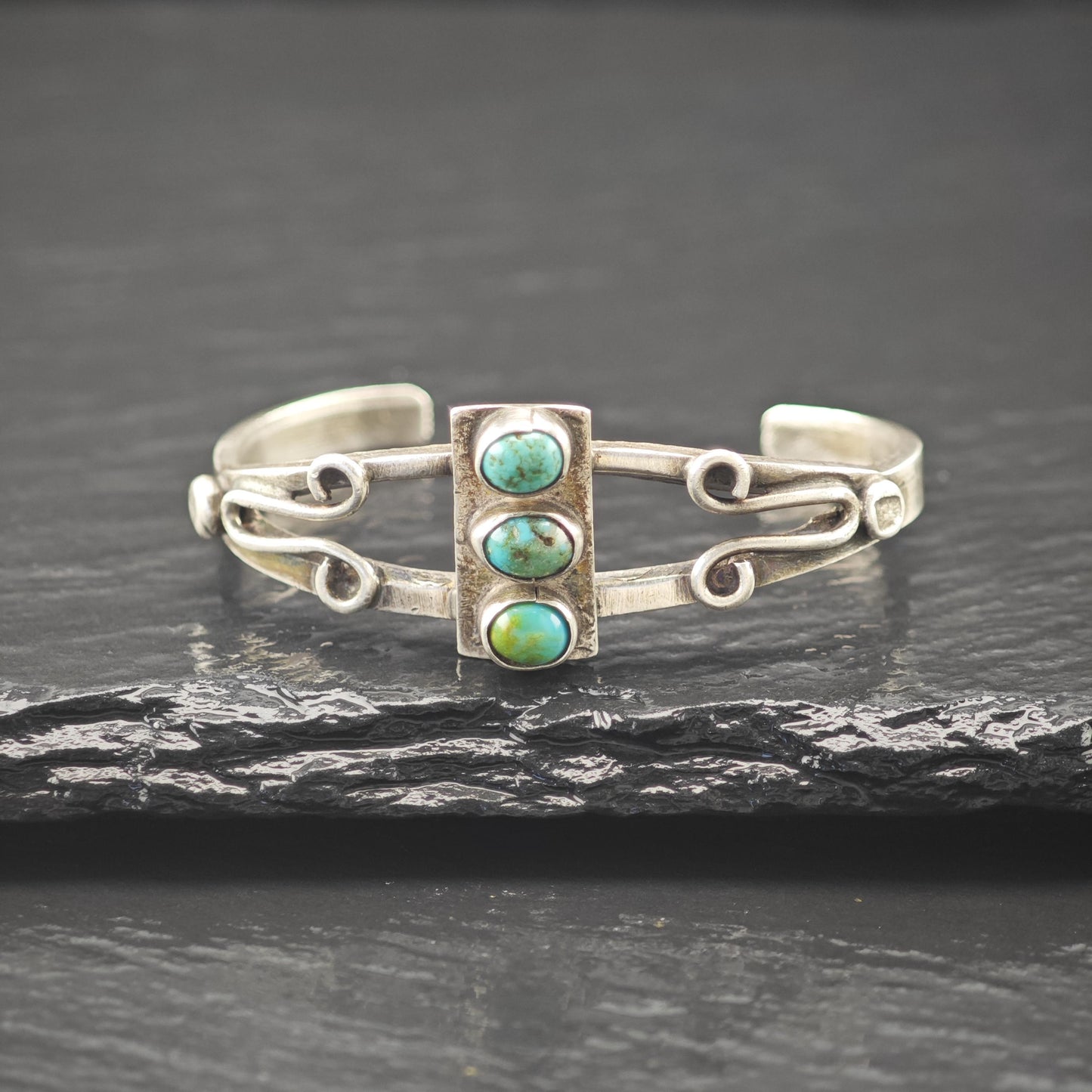 Old Southwest Turquoise Cuff Bracelet Sterling Silver