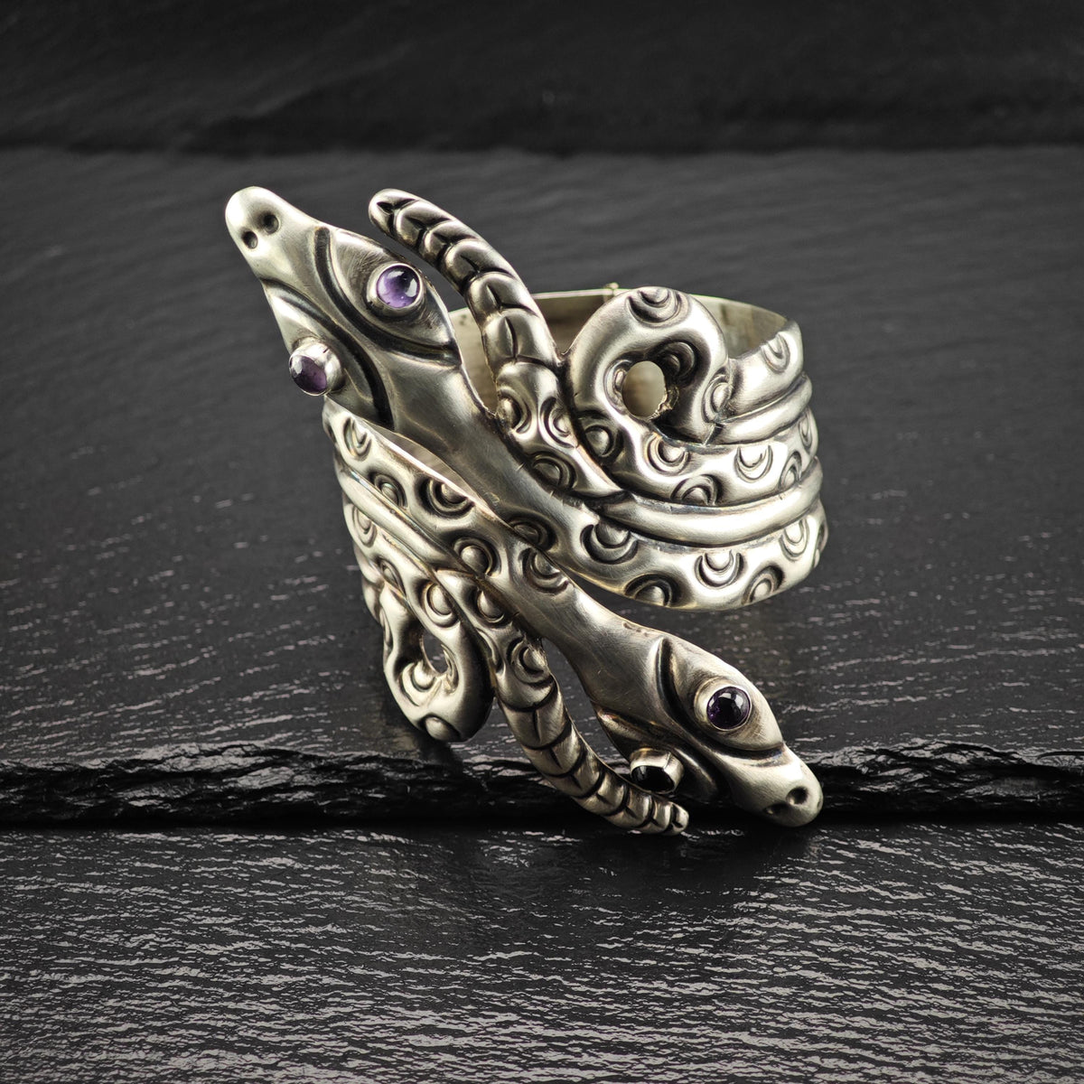Taxco Snake Clamper Bracelet Sterling Silver Sz 6 1/2" BR3195