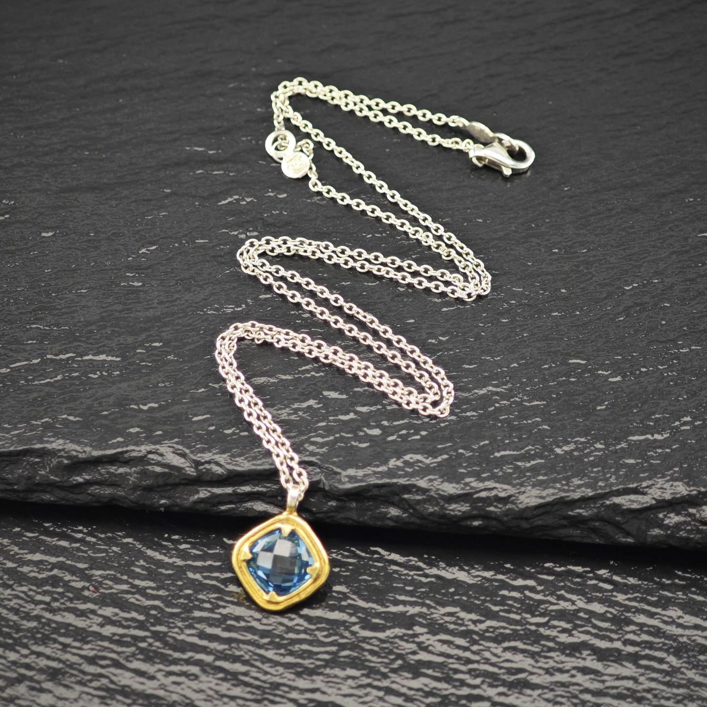 Gurhan Sterling Silver Blue, Gold Topaz Necklace