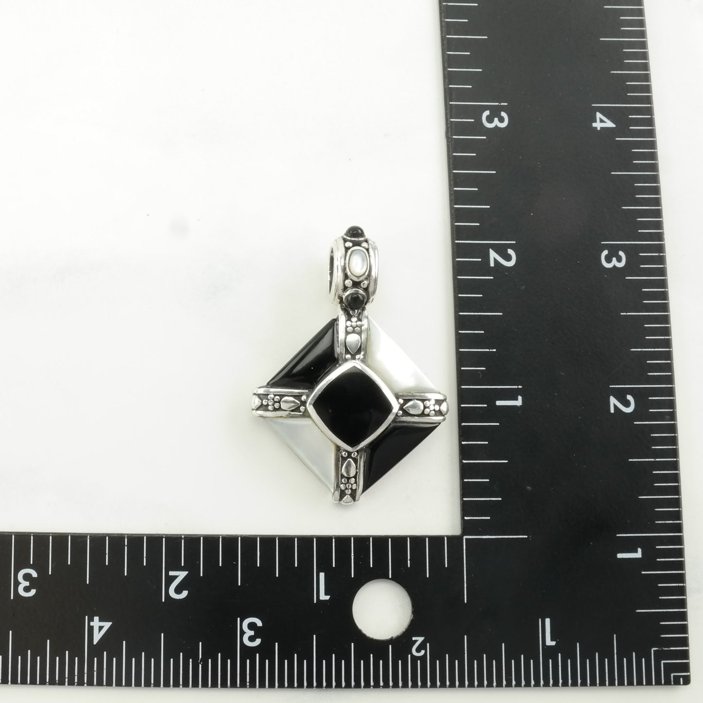 Vintage Onyx, MOP Sterling Silver Pendant