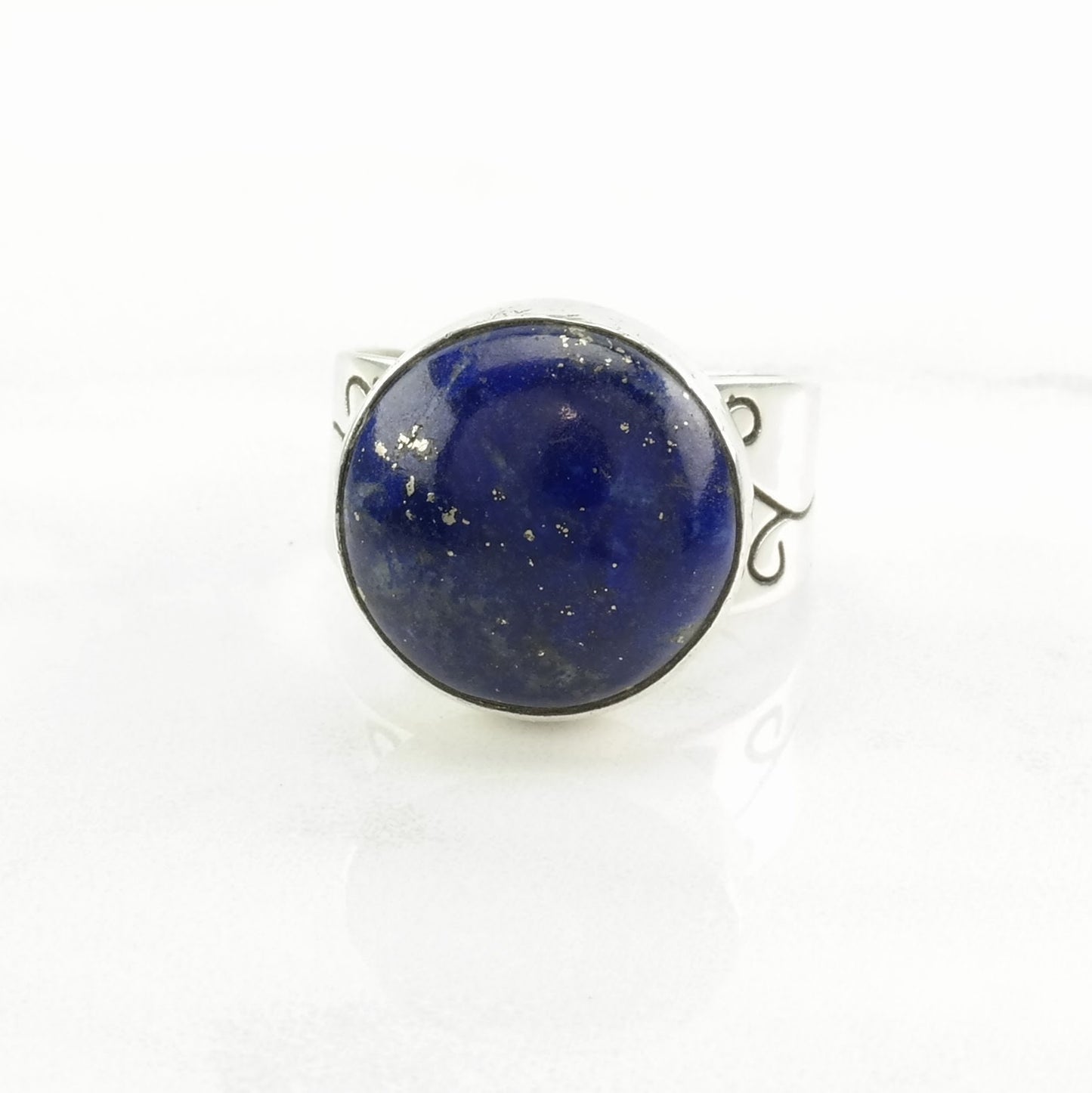 DTR Silver Ring Lapis Lazuli Stamped Band Sterling Blue Size 7