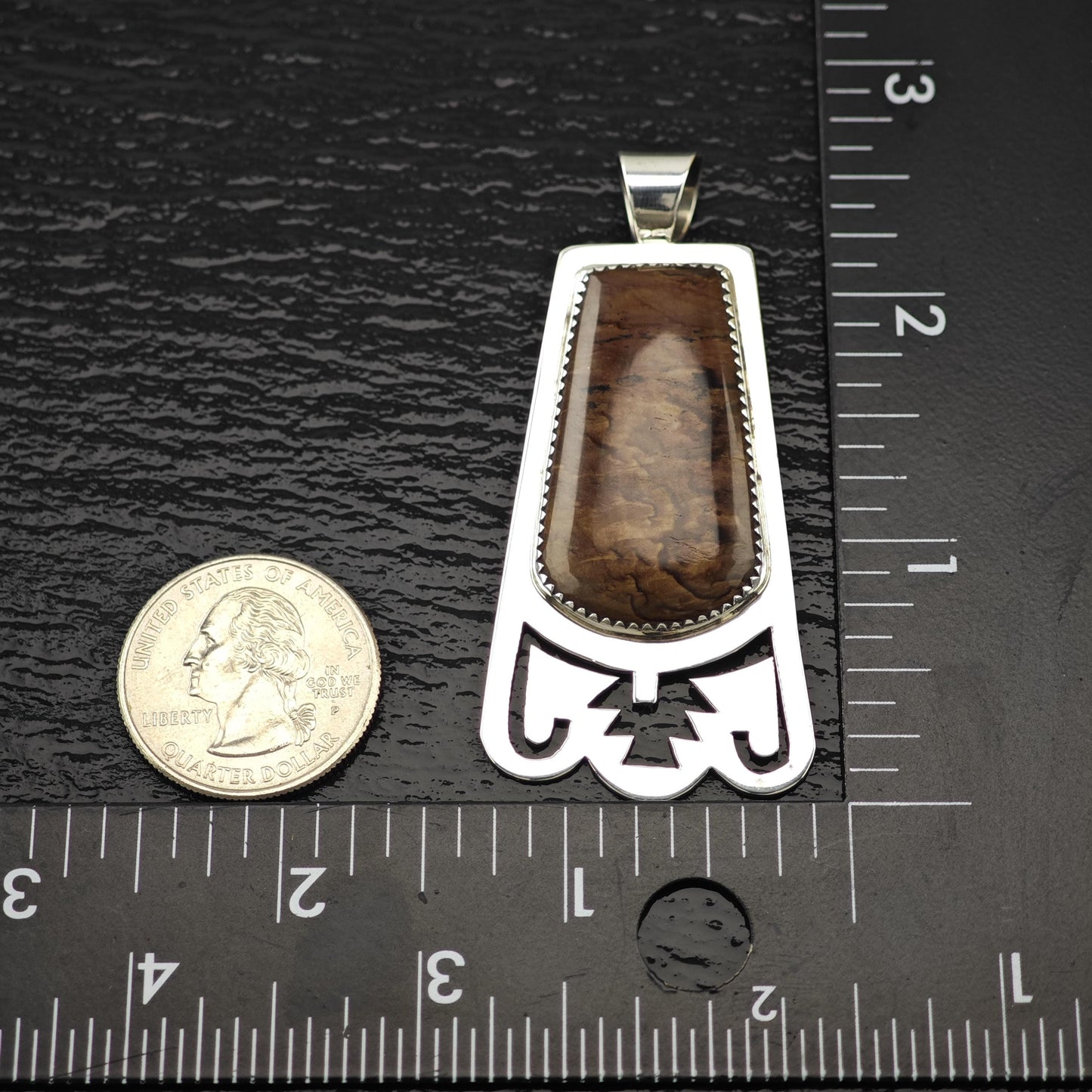 Brown Gem Pendant Sterling Silver by Joe Chavez P2822