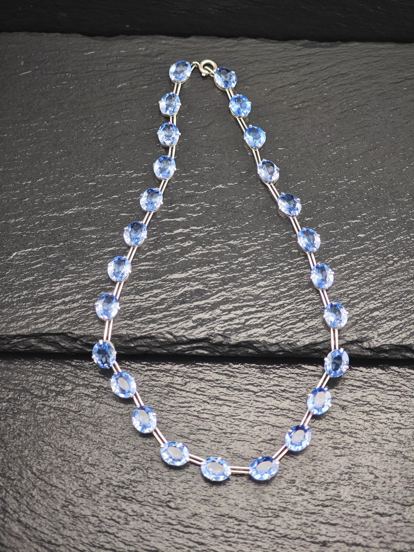 Blue Paste, Oval Necklace Sterling Silver N2520
