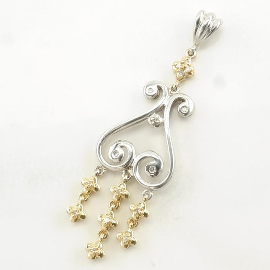 Vintage Diamonds 14k Gold Accent Sterling Silver Pendant