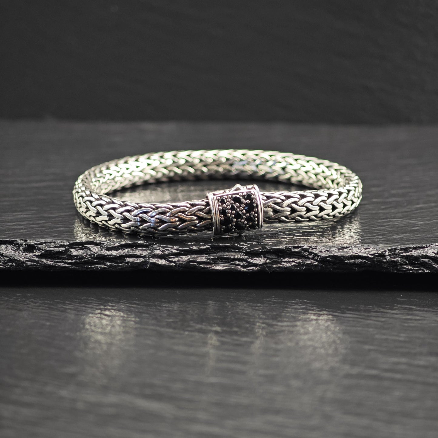 John Hardy Icon Bracelet 7.5mm Black Sapphire Sterling Silver