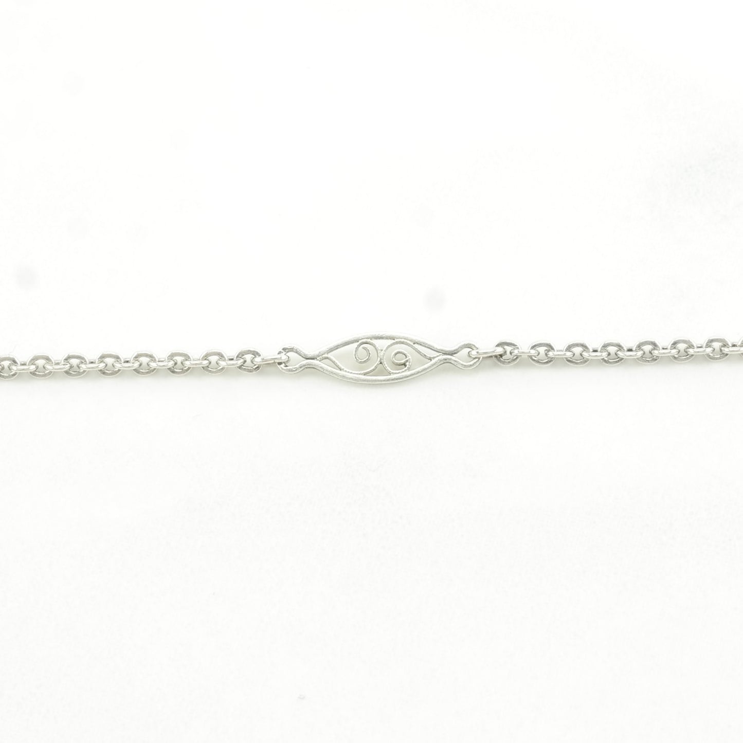 Art Deco Sterling Silver Scroll Filigree Lariat Necklace