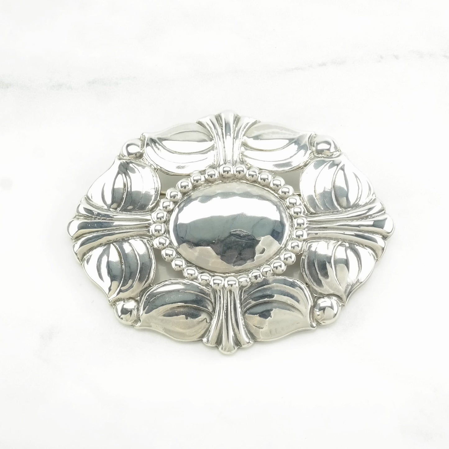 Vintage Kalo, Handwrought Sterling Silver Brooch Large Floral