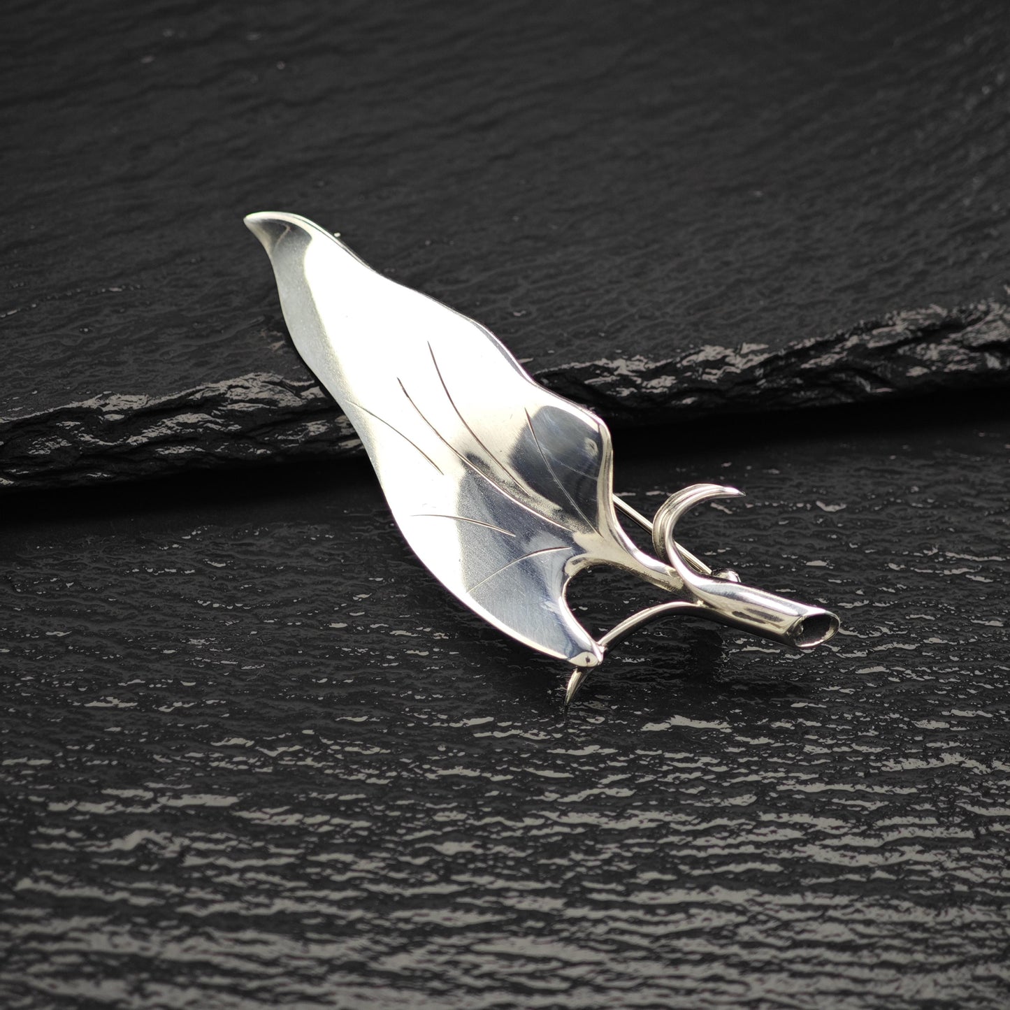 Vintage Sterling Silver Leaf Brooch from Denmark Elegant Design