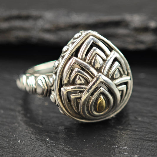 A by JH 14K Gold Accent Ring Sterling Silver Sz 8 R6018