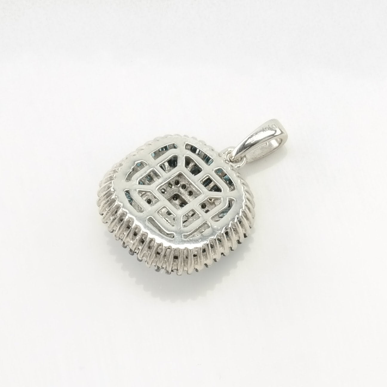 Choice of Vintage 1.9 cttw Diamond Square Cluster Sterling Silver Pendant