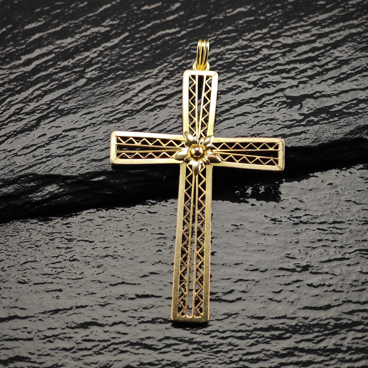 12K Gold-Filled Filigree Cross Pendant P3155