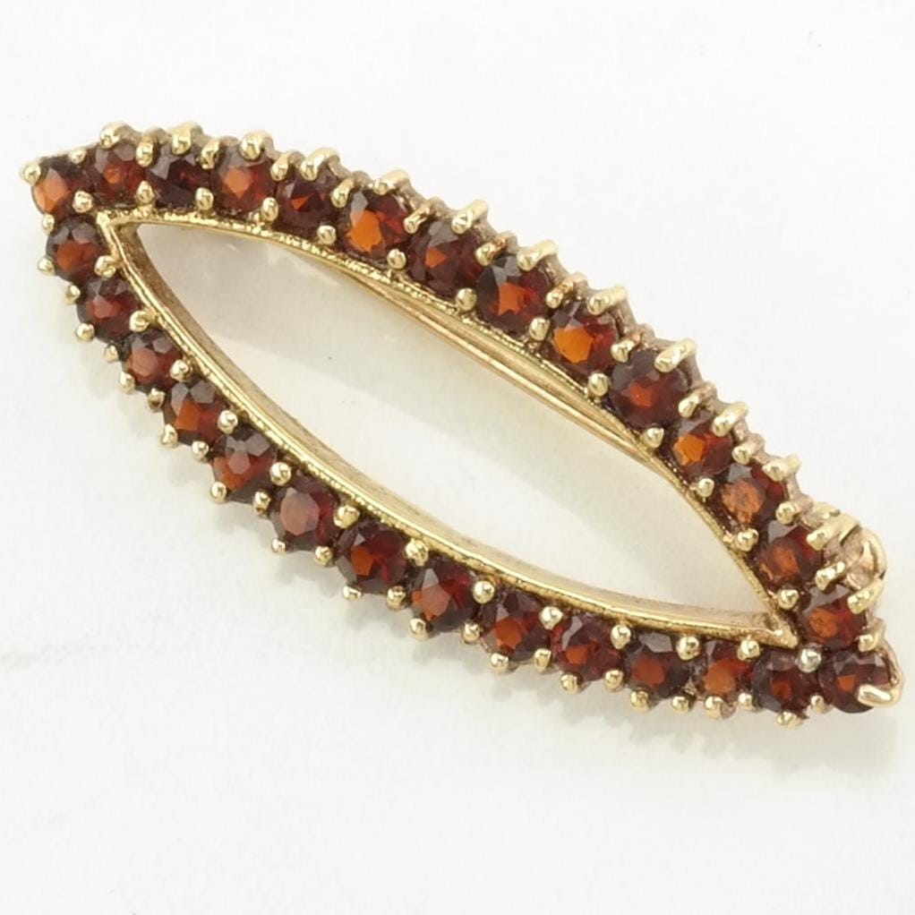 Vintage Red Silver Brooch Gold Plated Garnet Sterling