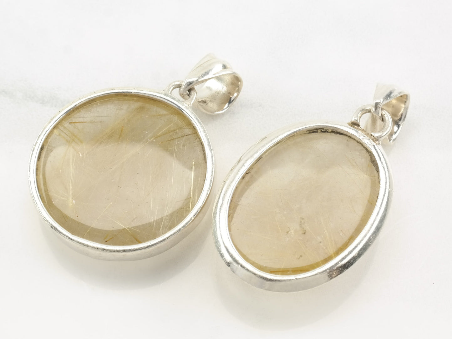 Choice of Vintage Modernist Rutile Quartz Sterling Silver Pendant