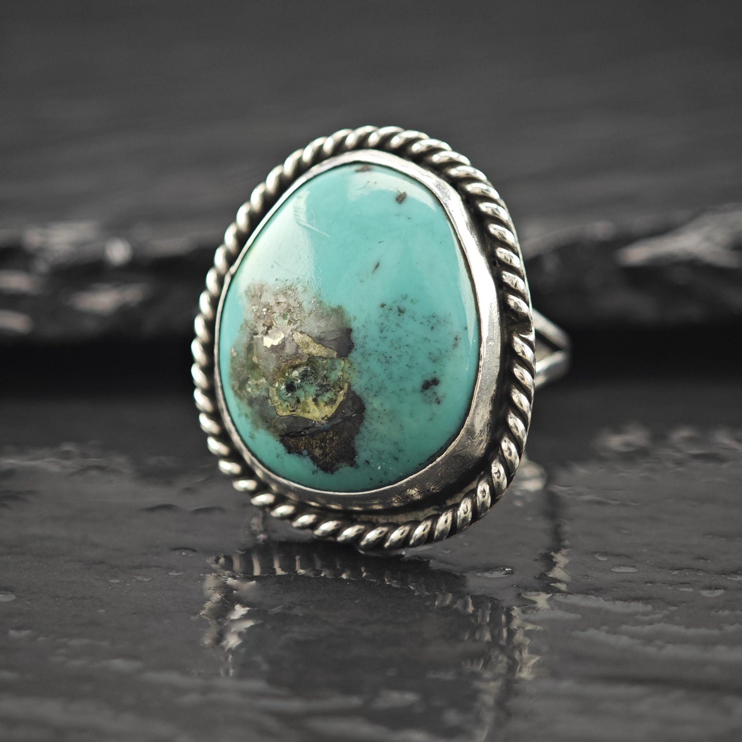 Native American Turquoise Ring Sterling Silver Size 6 1/4