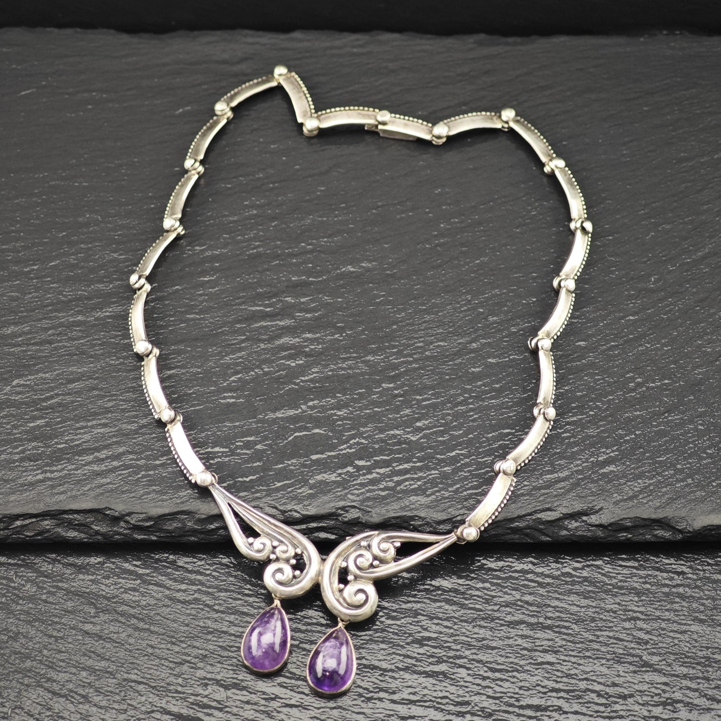 Margot De Taxco Sterling Silver Purple Amethyst Choker Necklace