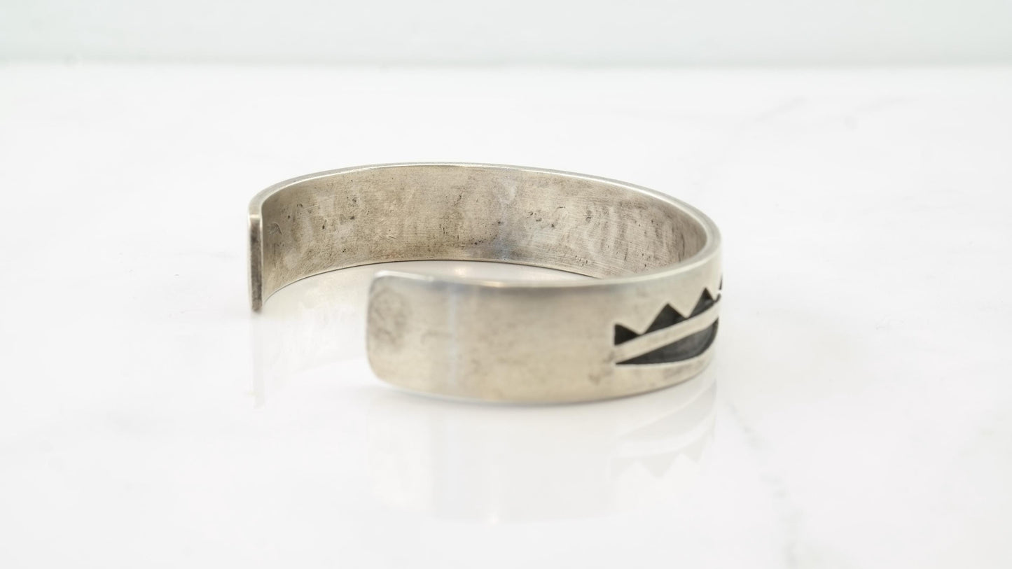 Hopi Sterling Silver Overlay Cuff Bracelet, Native American, Southwestern Jewelry, Signed Phillip Honanie, 1970s