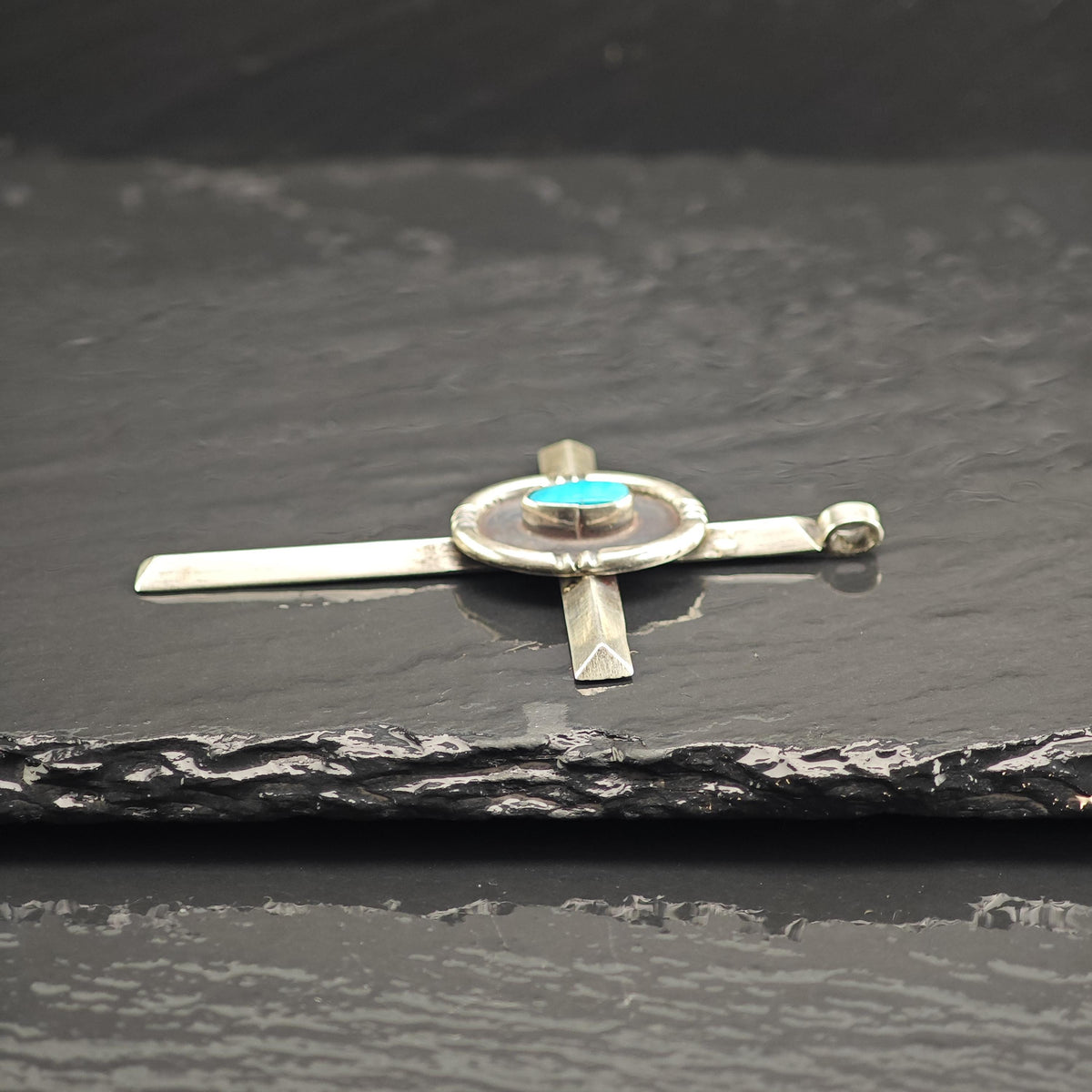 Turquoise Cross Pendant Sterling Silver P3132