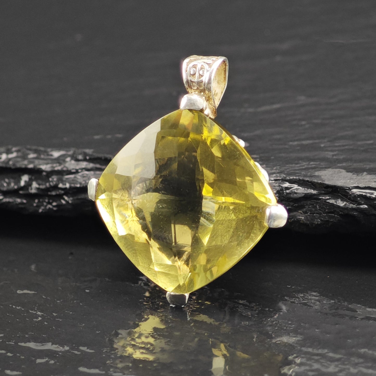 AS IS Yellow Quartz Sterling Silver Pendant P3053