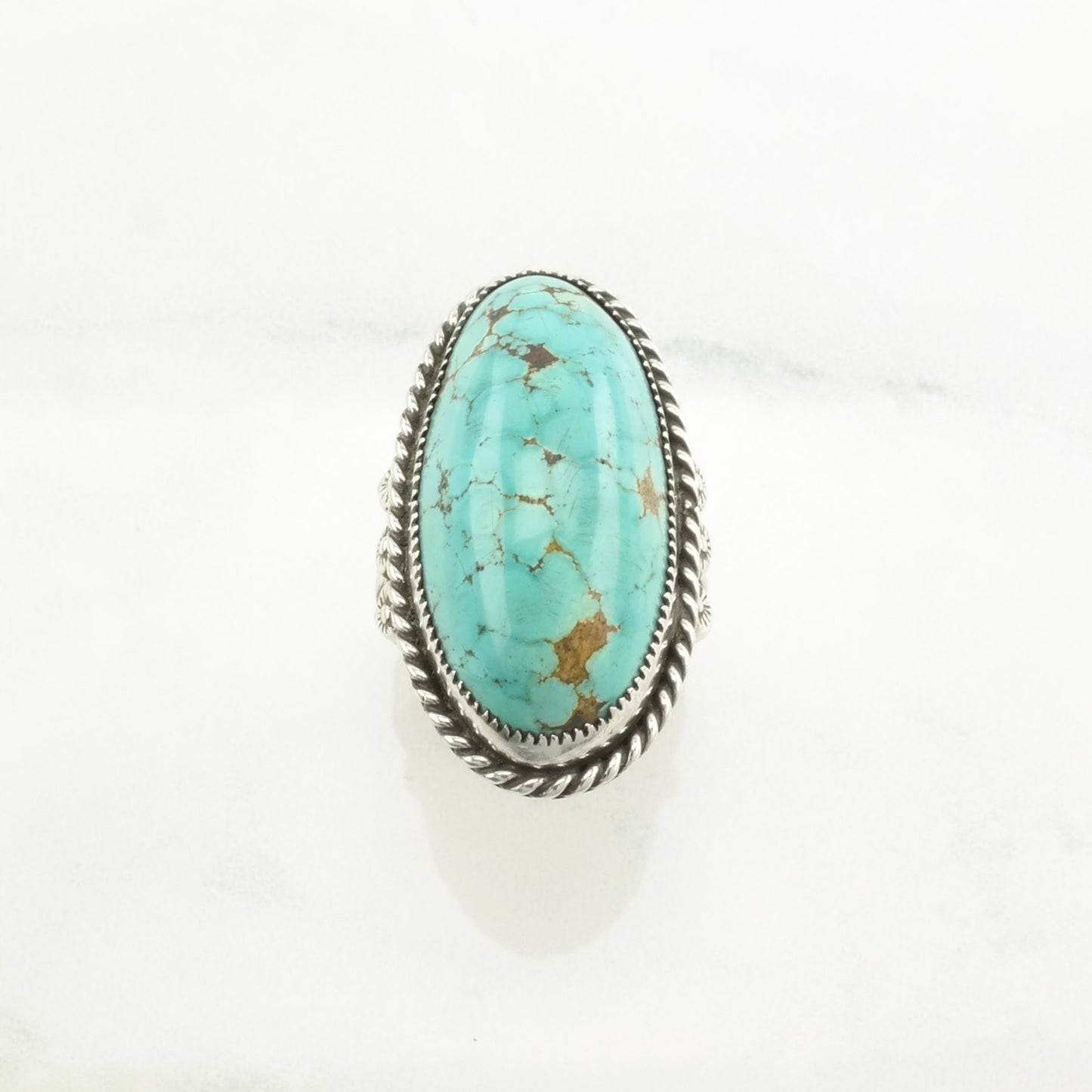 Native American #8 Turquoise Silver Ring Sterling Blue Size 8 1/2