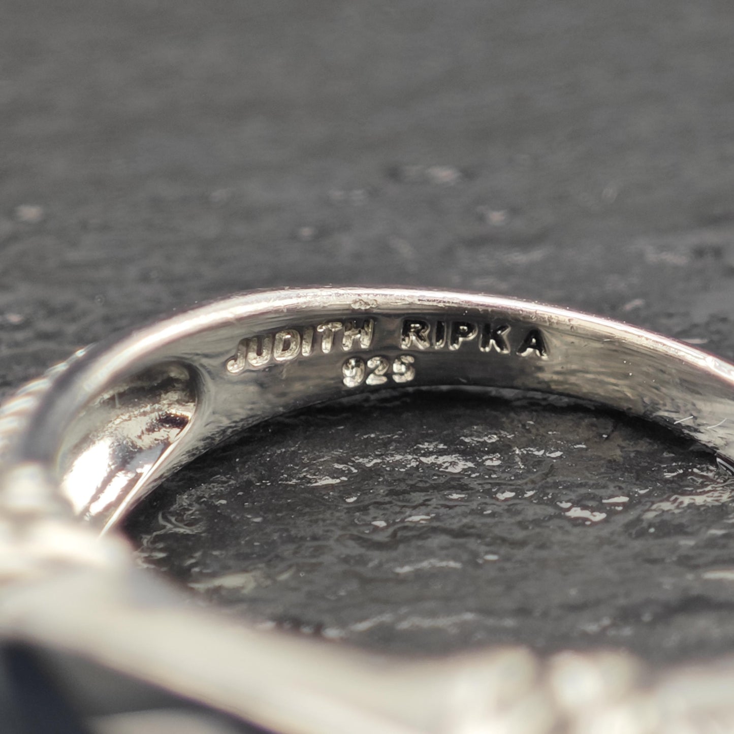 Judith Ripka Faceted Black Onyx Ring Sterling Silver Sz 9