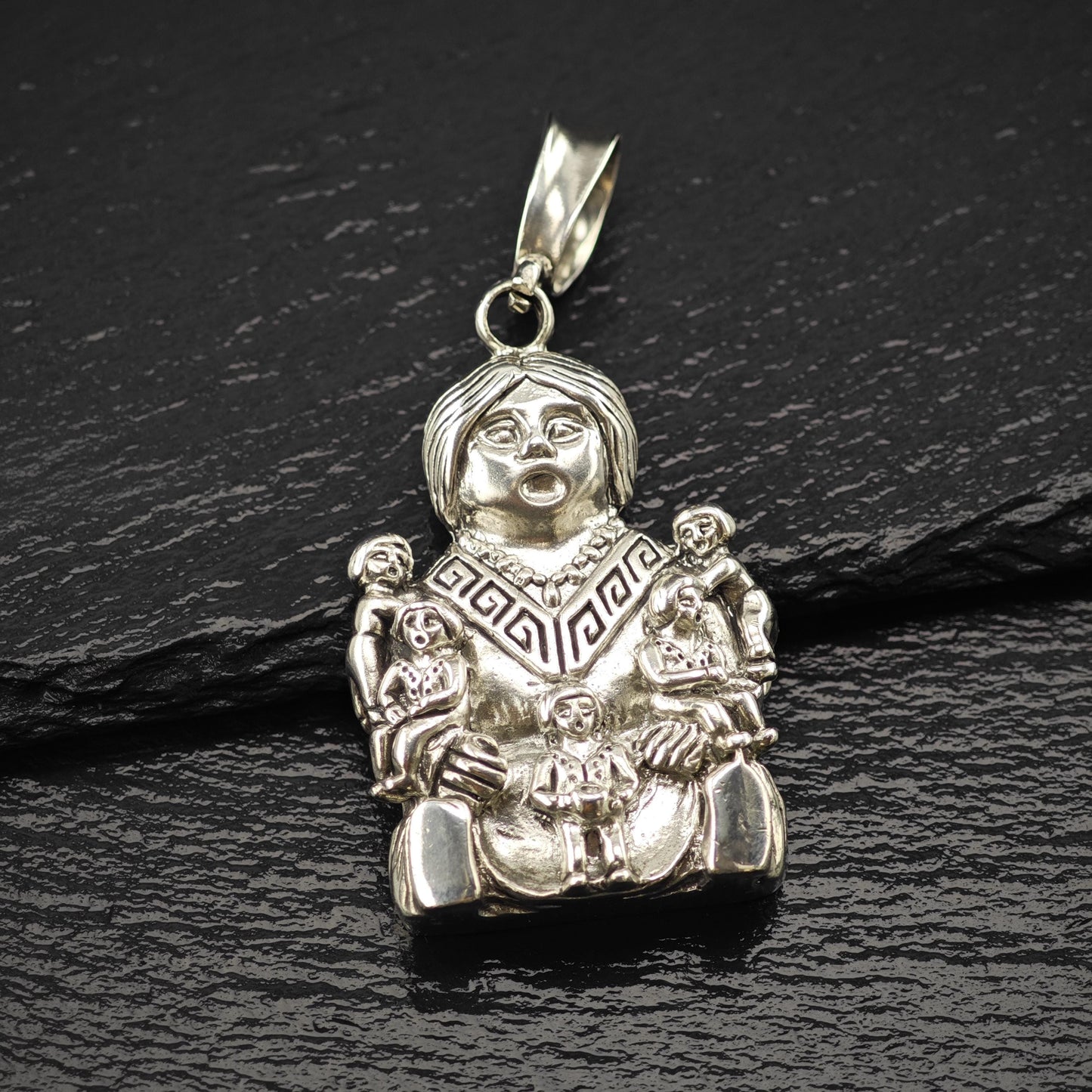 Native American Storyteller Fertility Pendant Sterling Silver P2828