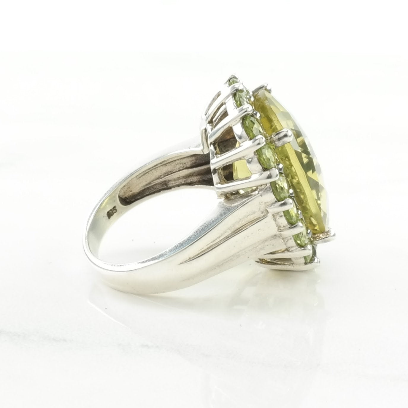 Sterling Silver Ring Lemon Quartz Peridot Yellow Size 6 1/4