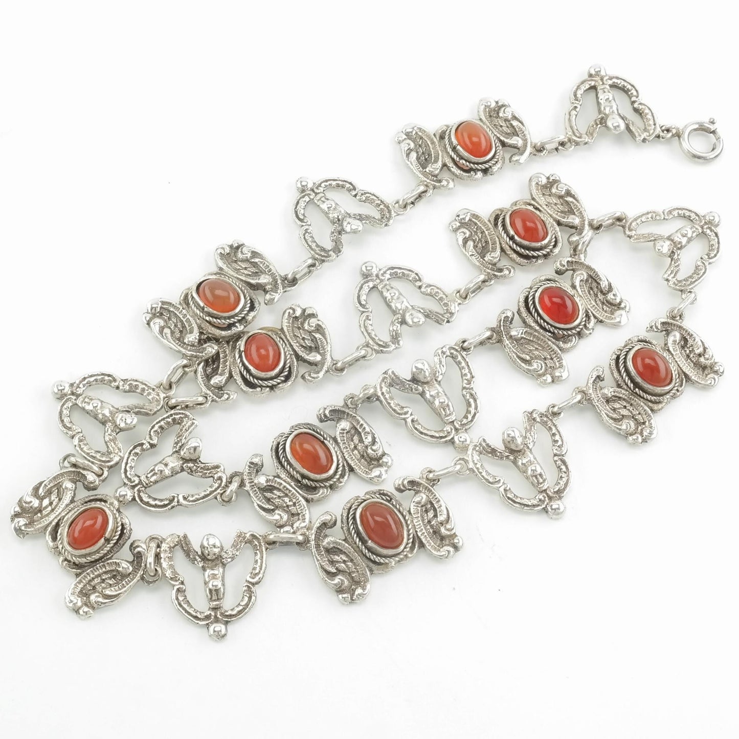 Peruzzi Angel Necklace Sterling Silver Orange/Red Carnelian