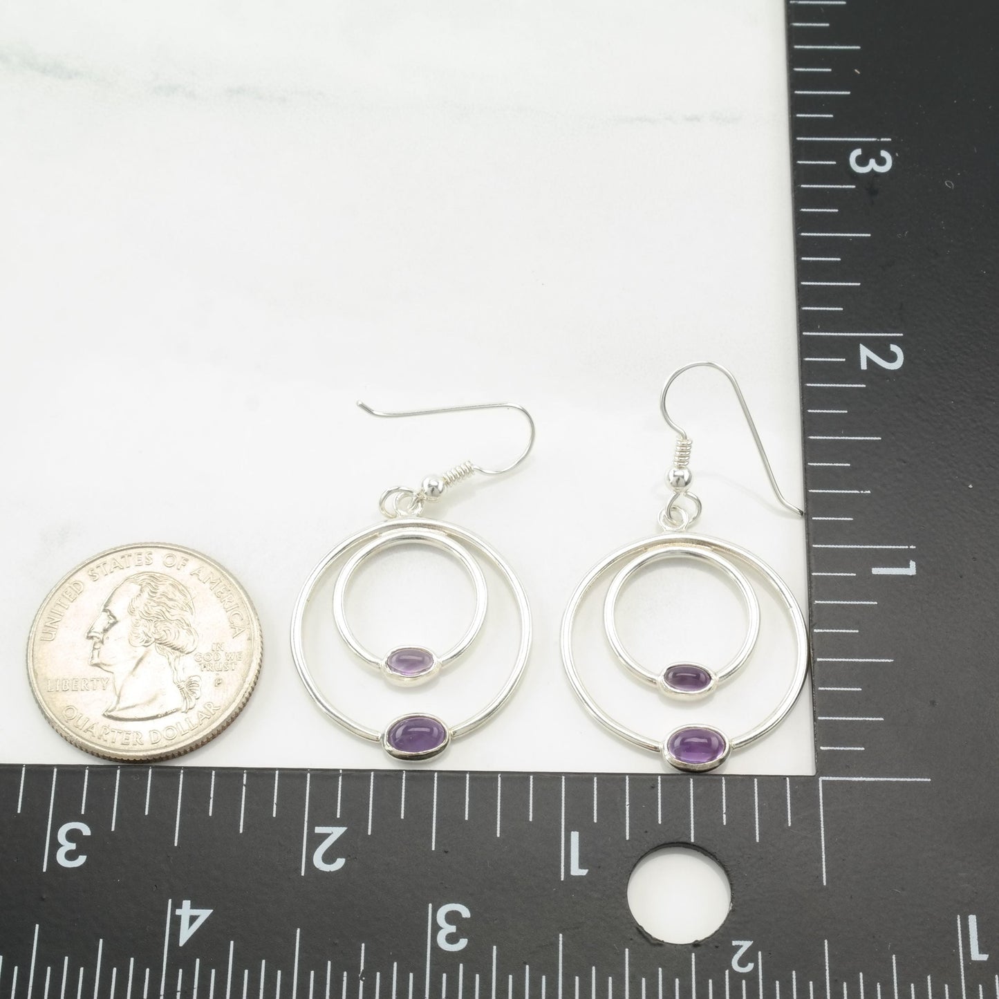 Choice of Vintage Pandora Purple Amethyst, Modernist Sterling Silver Fish Hook Earrings