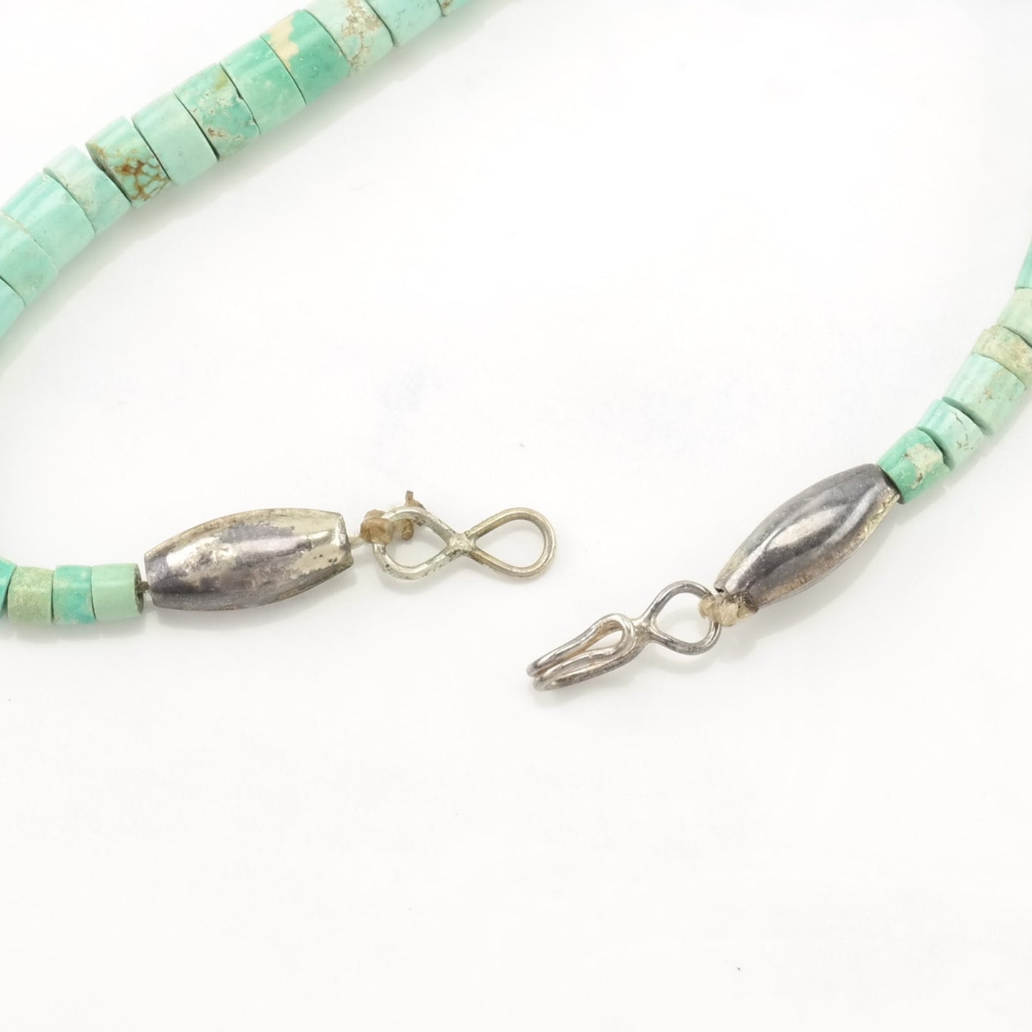 Native American Sterling Silver Blue Dry Creek, Turquoise Graduated Beads Necklace