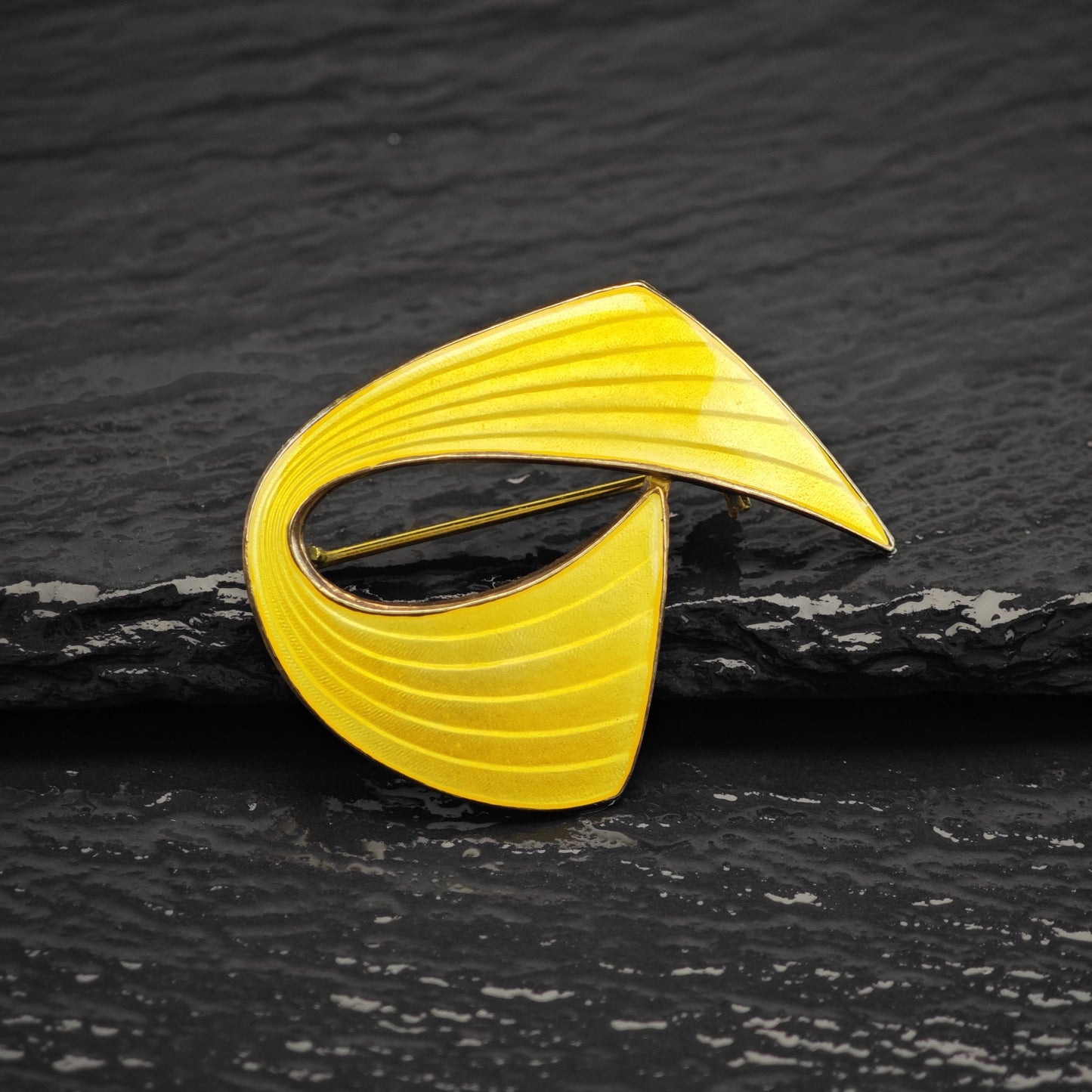 Norway Aksel Holmsen Yellow Enamel Sterling Silver Brooch