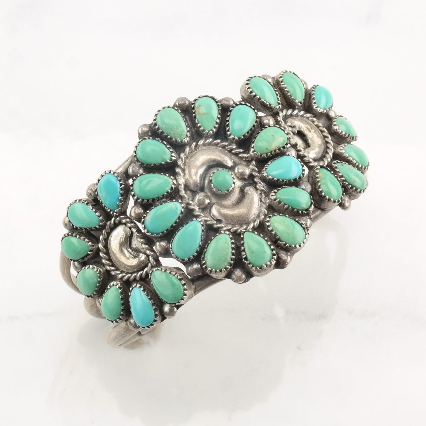 Victor Moses Begay Navajo Sterling Silver Cuff Bracelet Petit Point Turquoise