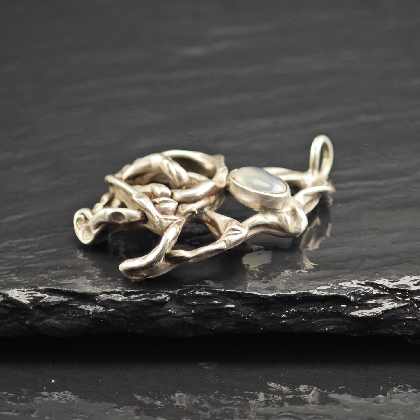 Brutalist Moonstone Pendant Sterling Silver P3062