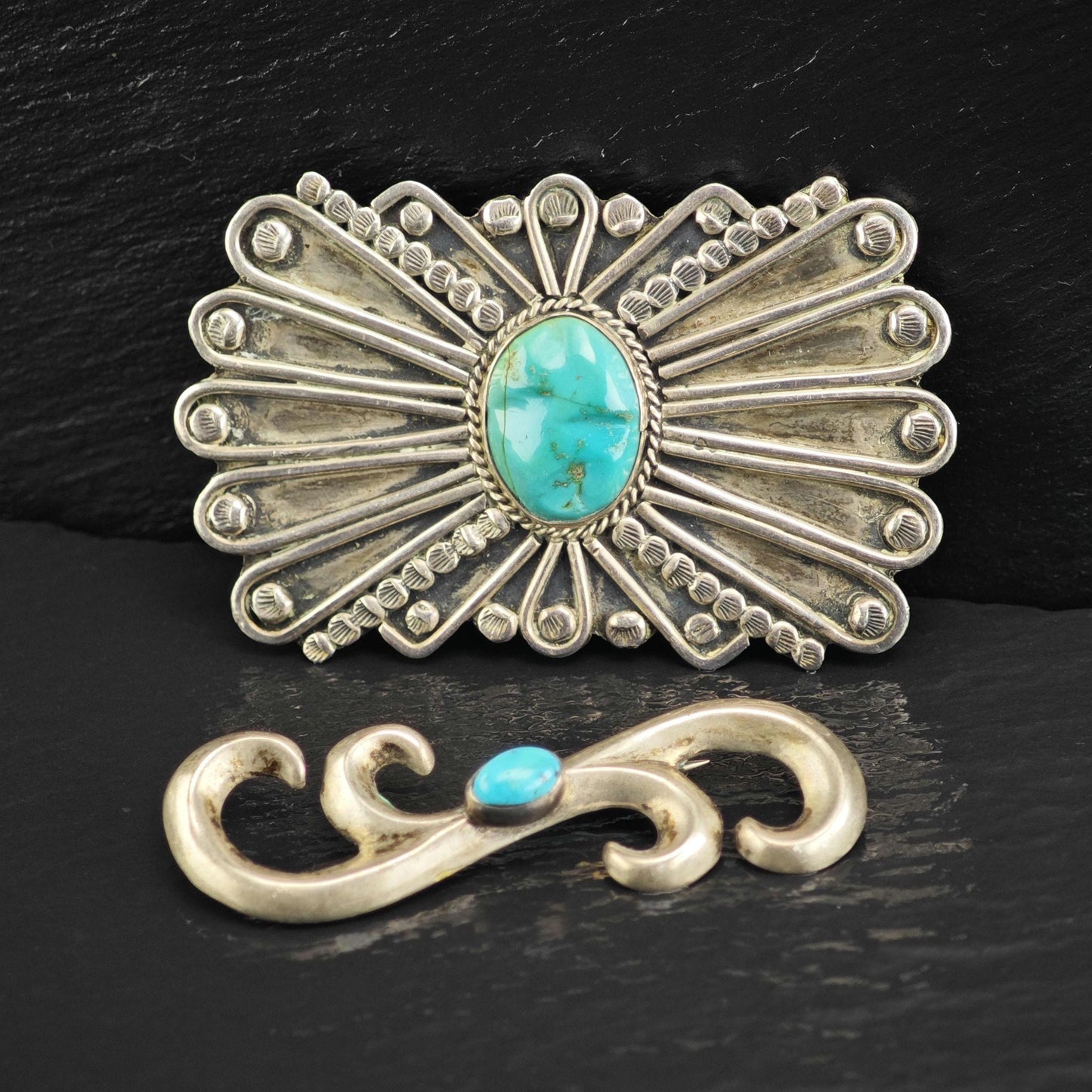 Choice of Native American Turquoise Sterling Silver Brooch
