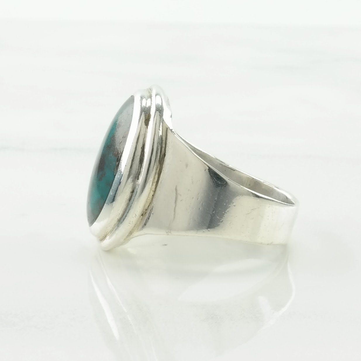 Native American Silver Ring Turquoise Sterling Blue Size 6 1/2