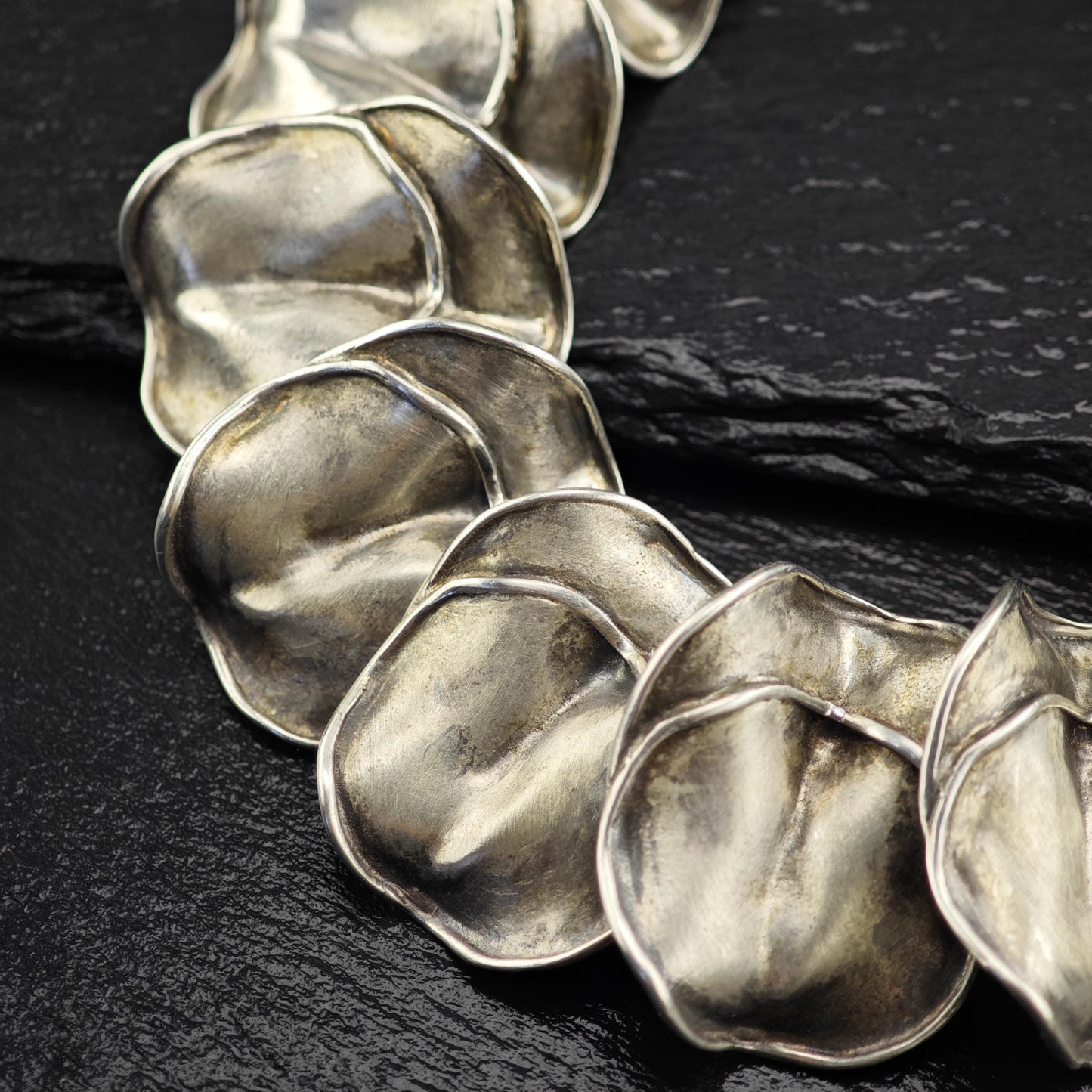 J Gabriel Abstract Rose Petal Link Bracelet Sterling Silver