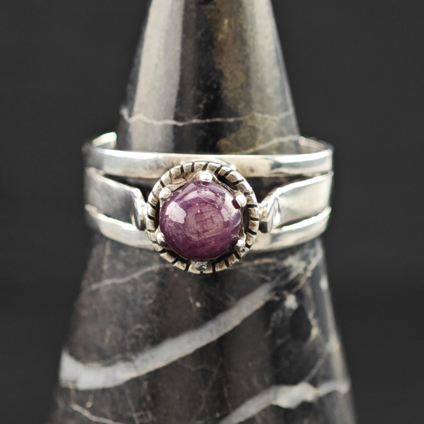 Handmade Cabochon Star Ruby Ring Sterling Silver Sz 7 3/4 R6228
