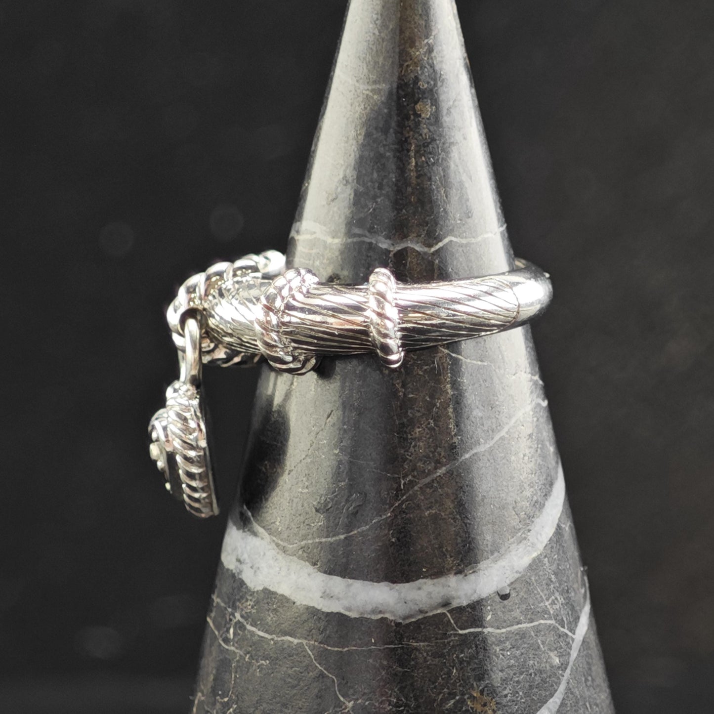 Judith Ripka Heart Charm Sterling Silver Ring Sz 6 and R6547