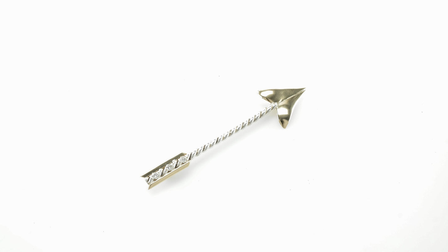 Doskow Diamond Arrow Sterling Silver & 14K Gold Brooch