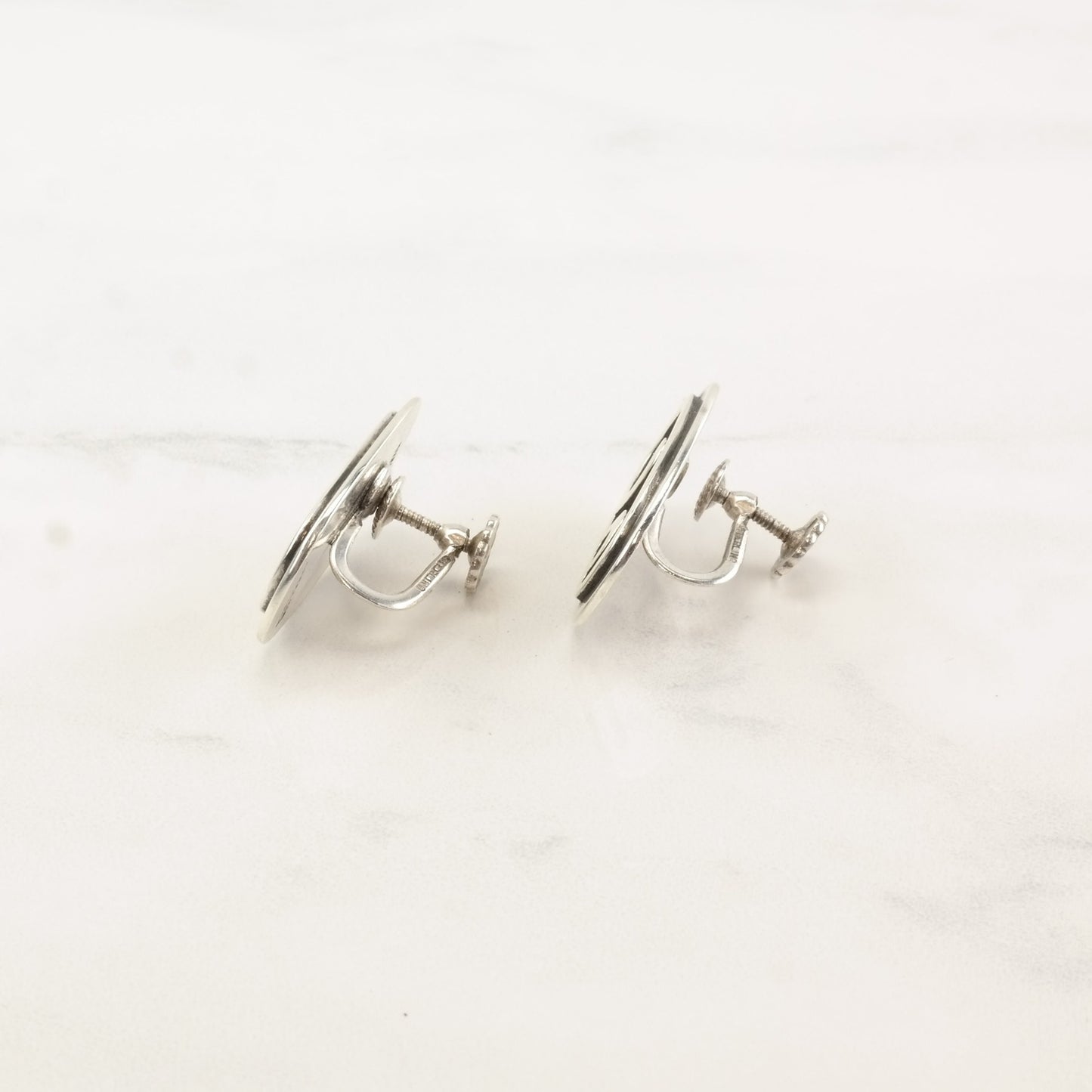 RWW Sterling Silver Abstract Modernist Earrings Screw back