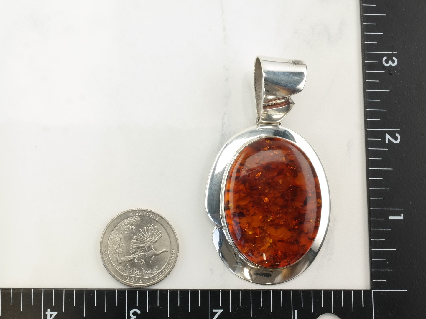 Vintage DTR Baltic Amber Sterling Silver Pendant