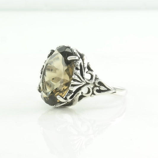 Kabana Silver Ring Smokey Quartz Sterling Size 10 1/4